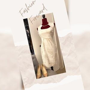 Bisou Bisou White and Gold Cocktail Dress